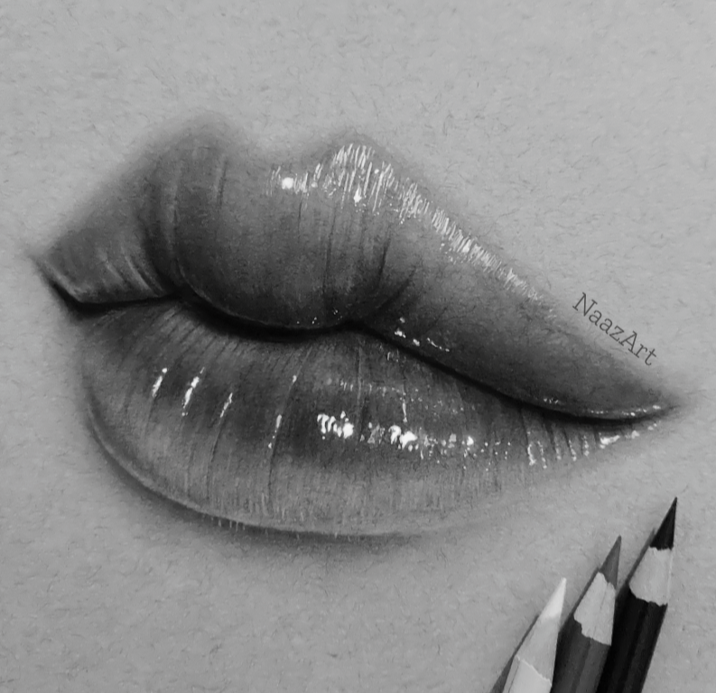 Lip Study • Charcoal on paper