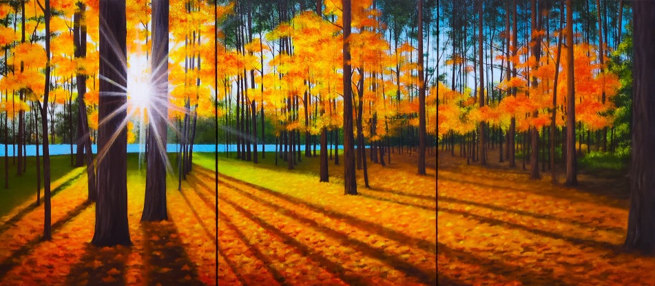 Ray of Hope • Acrylic paints on Canvas (size: 24in x 54in)