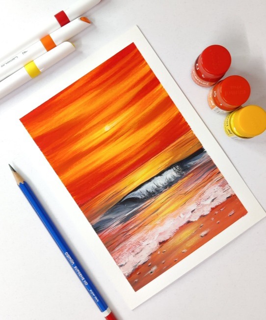 Sunset • Poster colors on paper 