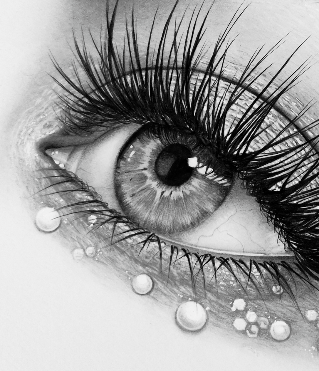 Hyperrealistic Eye Study • Graphite + Charcoal on A5 paper