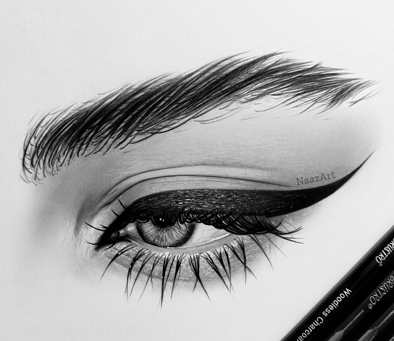 Hyperrealistic Eye Study • Graphite + Charcoal on A5 paper