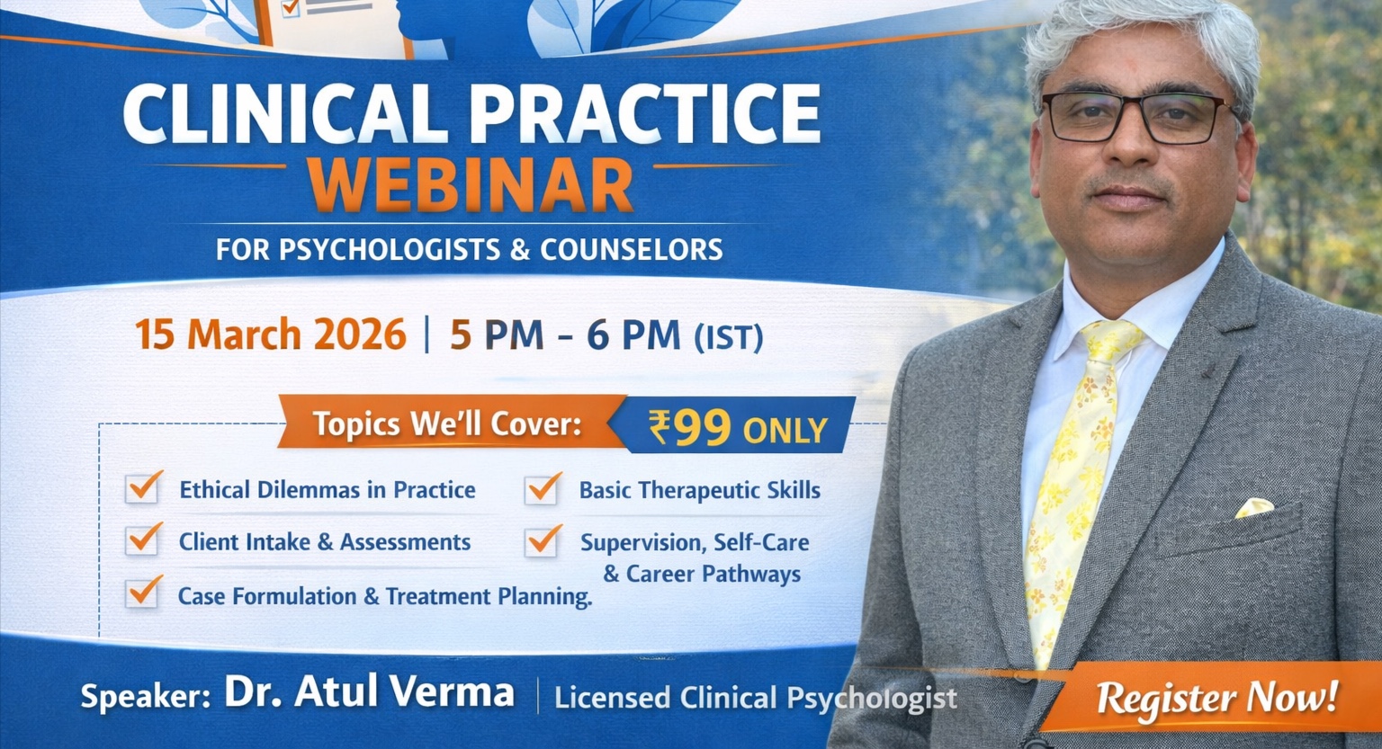 Clinical Practice Webinar for New Psychologists & Counsellors