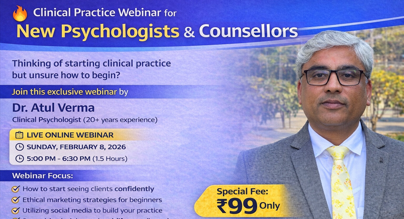 Clinical Practice Webinar for New Psychologist and Counsellor