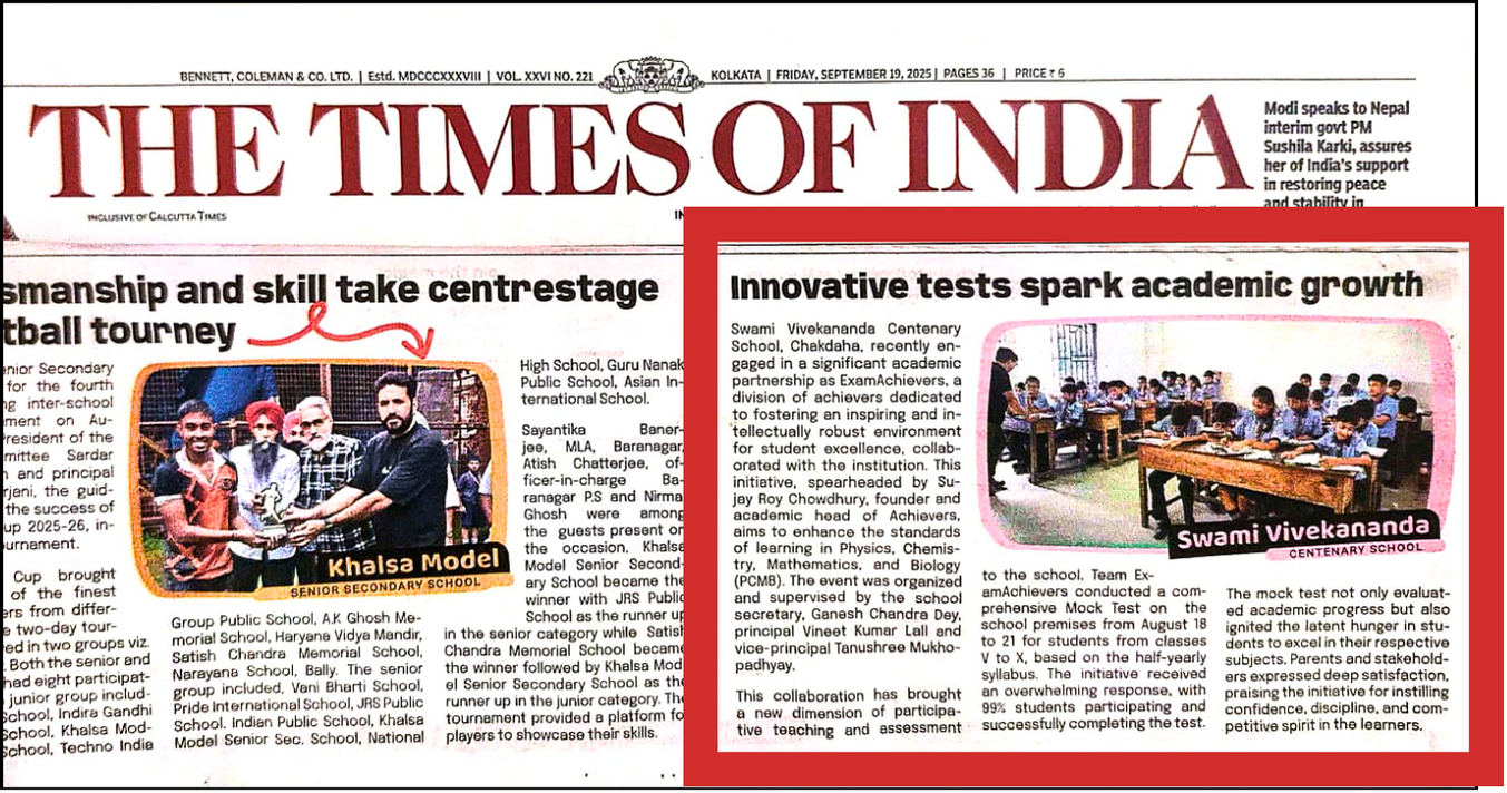 ExamAchievers featured in The Times of India