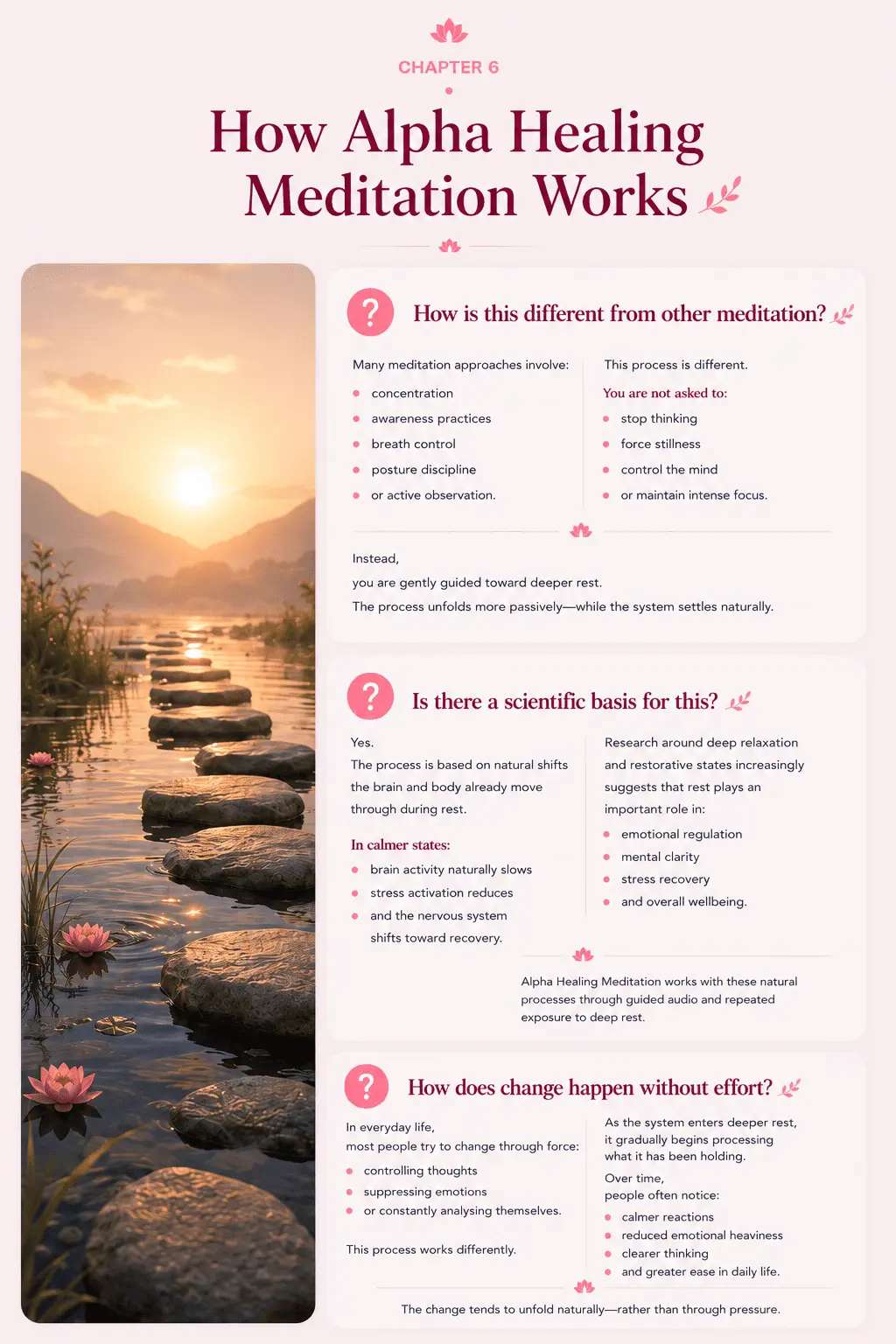 Illustration answering why some people experience vivid dreams after practising Alpha Healing Meditation, explaining that changes in dream activity may be a natural part of the meditation experience and can vary from person to person.