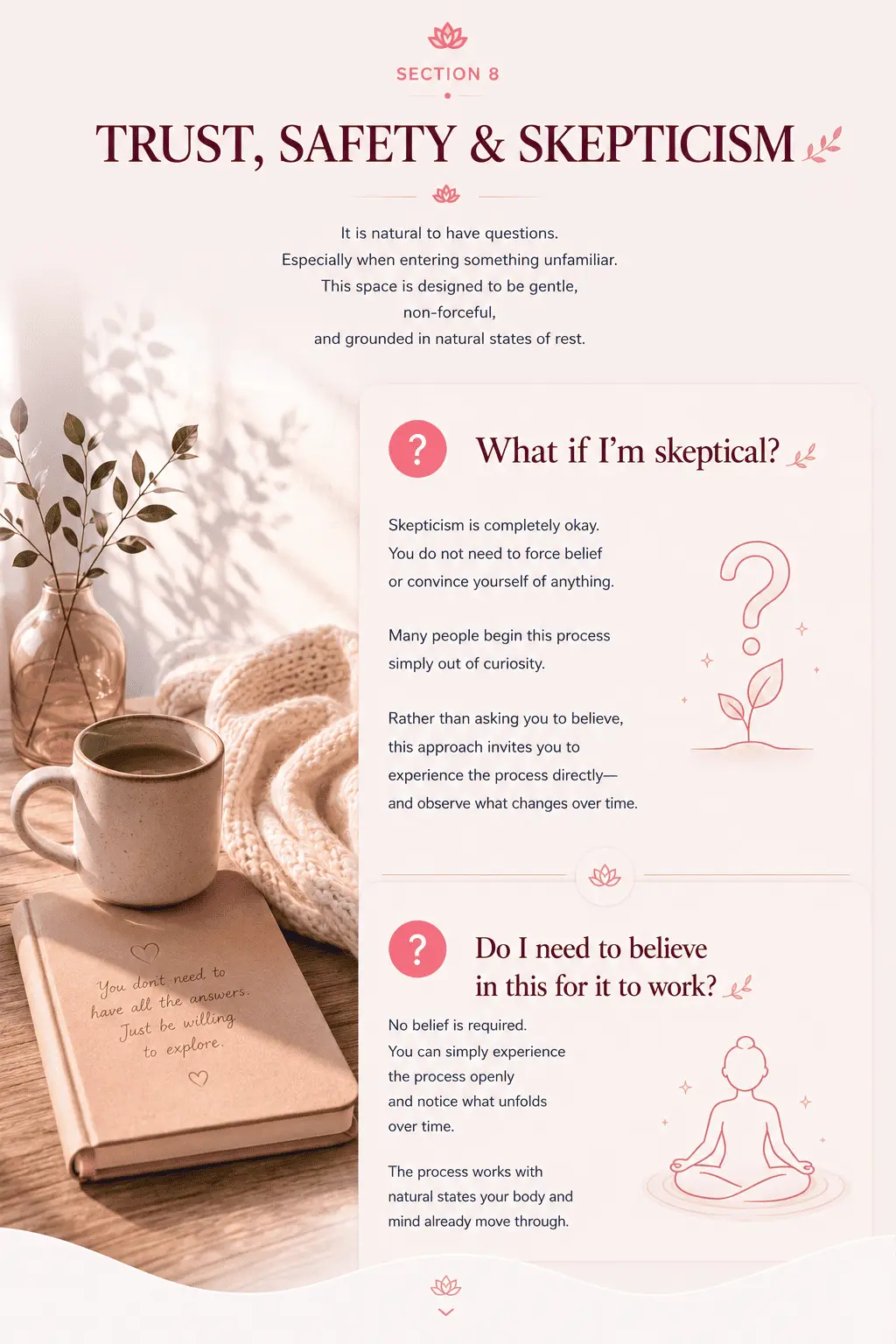Illustration answering whether Alpha Healing Meditation may help reduce stress and anxiety by supporting deep relaxation, emotional balance and a calmer state of mind through regular practice.