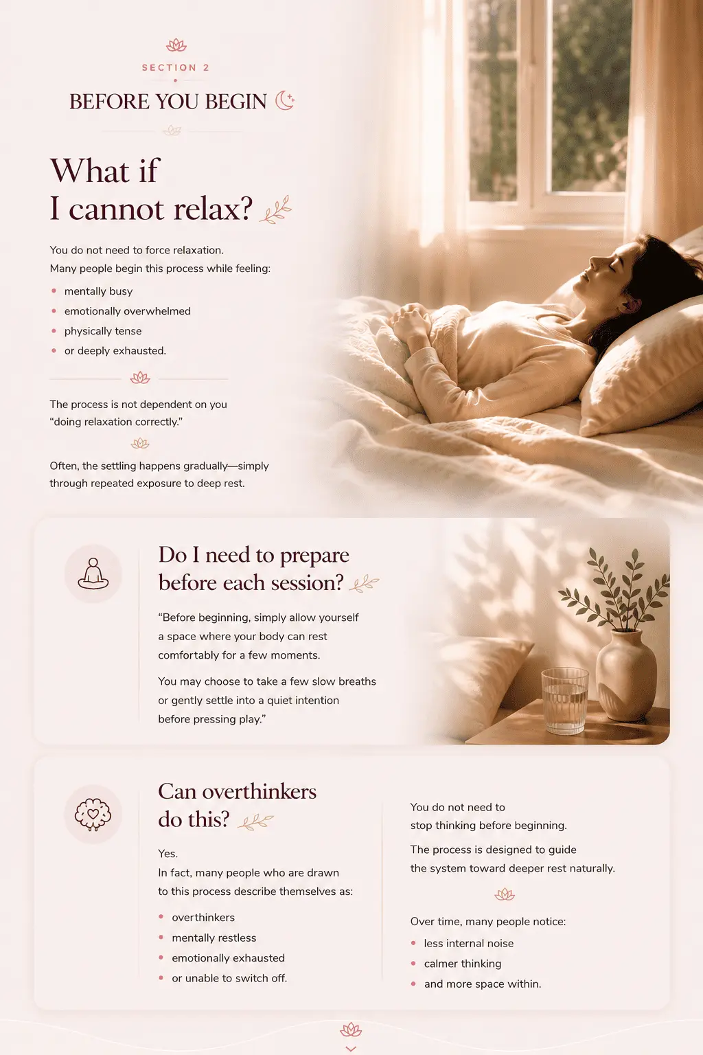 Illustration answering the frequently asked question about whether previous meditation experience is required before starting Alpha Healing Meditation, reassuring beginners that the practice is designed to be simple and accessible for everyone.