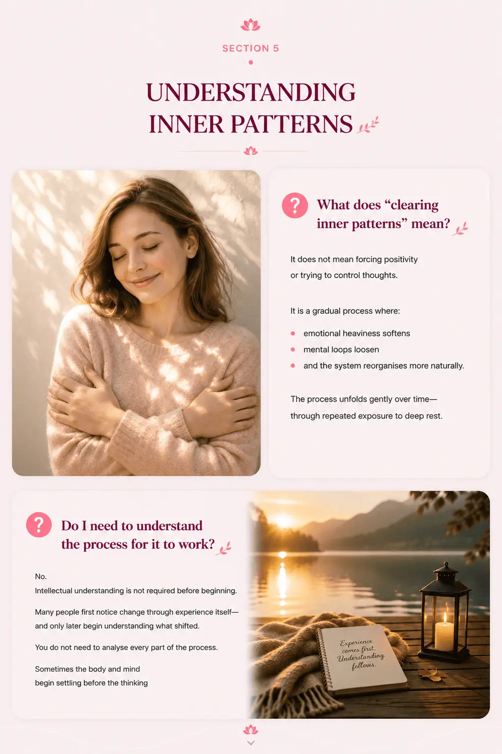 Illustration answering the frequently asked question about how long it may take to notice changes through Alpha Healing Meditation, explaining that every person's healing journey unfolds at a different pace through consistent practice.