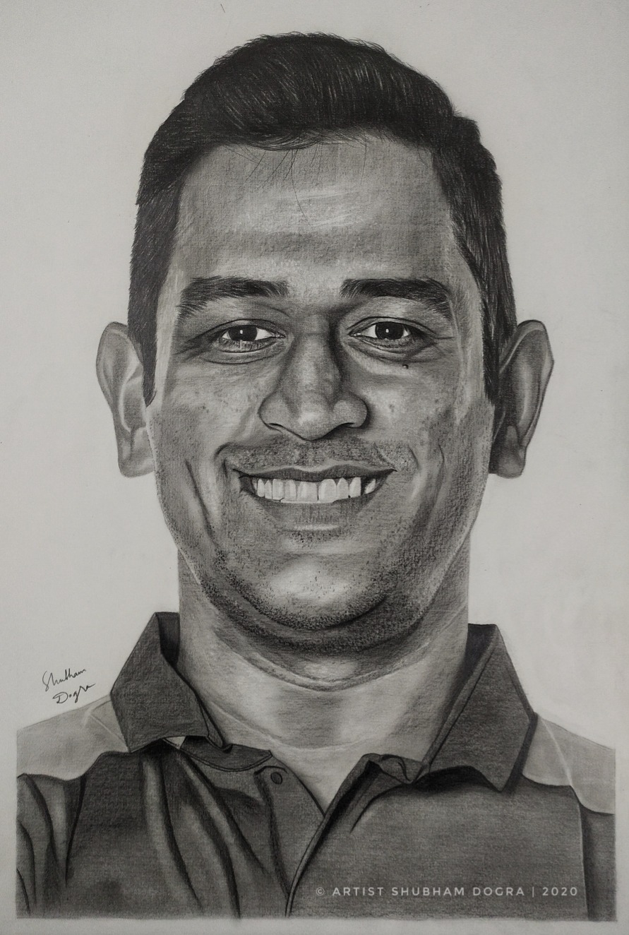 MS Dhoni Sketch by Artist Shubham Dogra