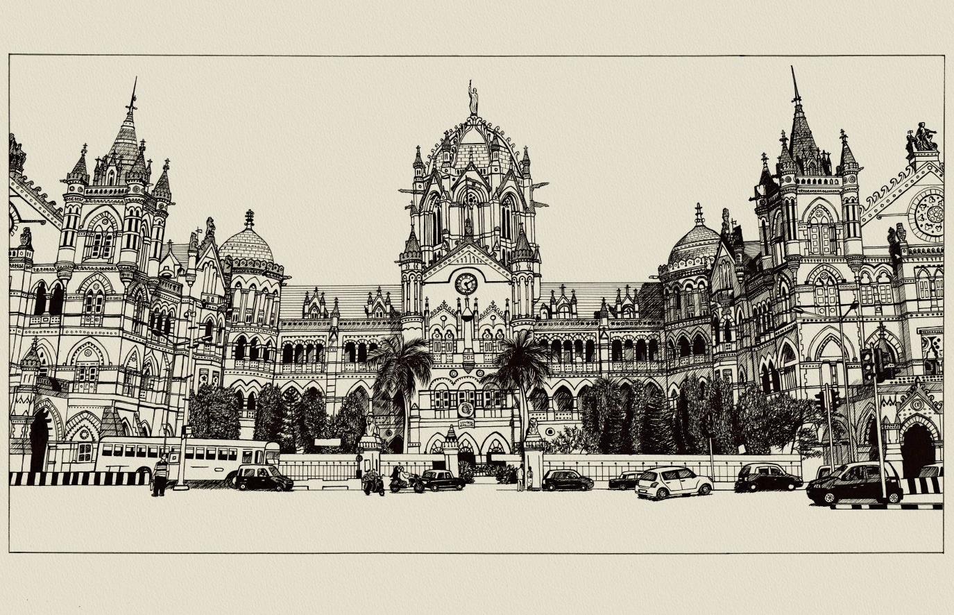CST Station Mumbai drawing