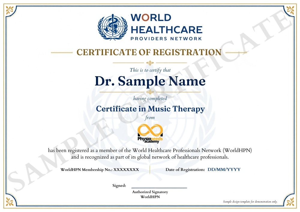 Additional Music Therapy certificate example 2