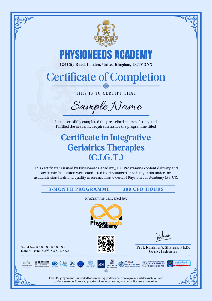 CIGT certificate 1 — Certificate in Integrative Geriatrics Therapies