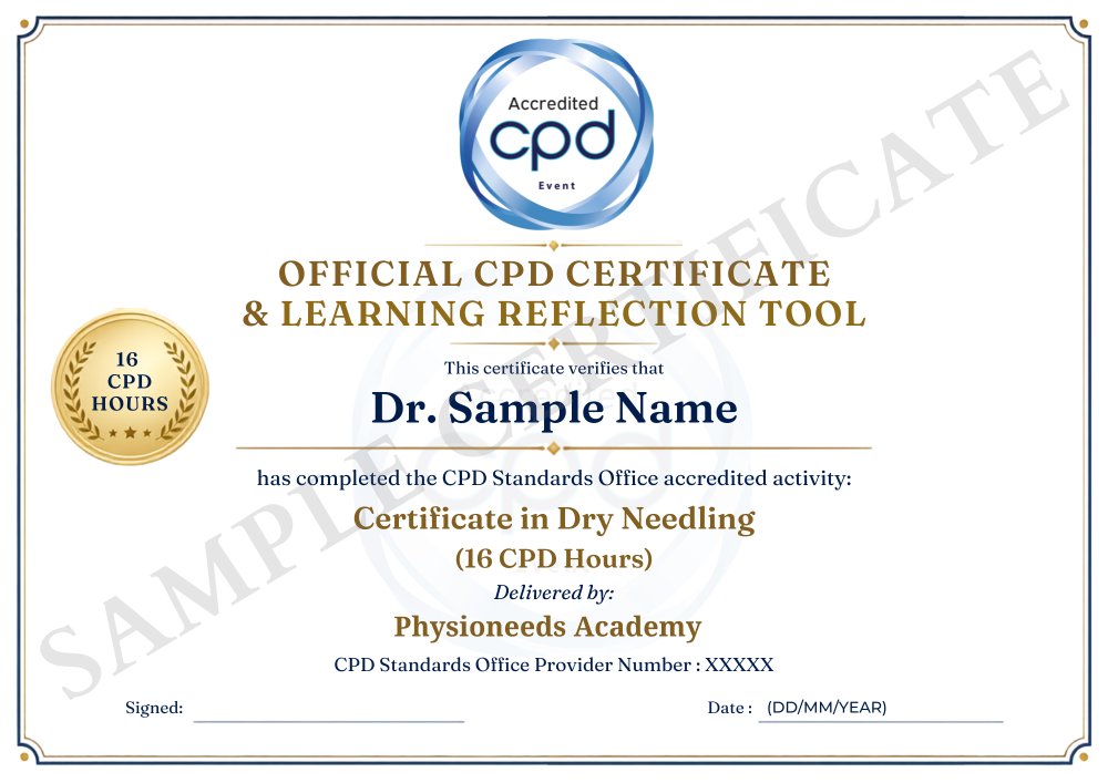 Additional Dry Needling certificate example 1
