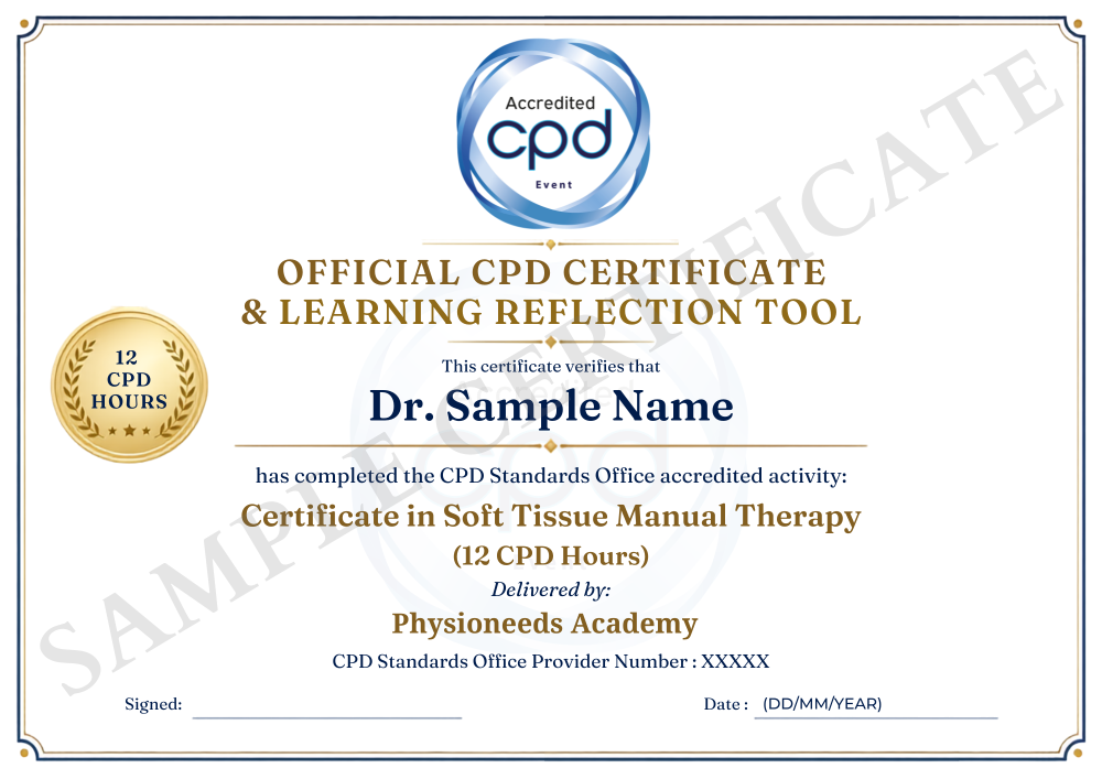 Sample Certificate in Soft Tissue Manual Therapy