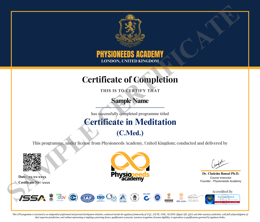 Sample Yoga certificate image - landscape format