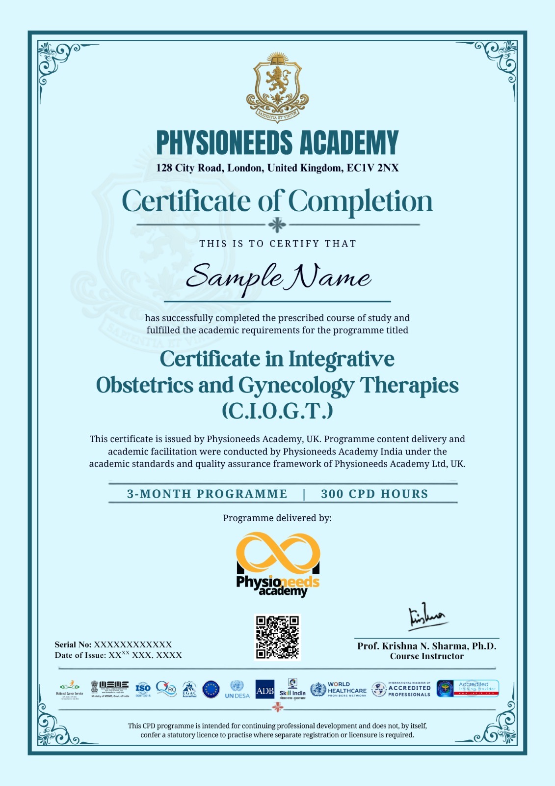 CIOGT certificate 1 — Certificate in Integrative Obstetrics and Gynecology Therapies