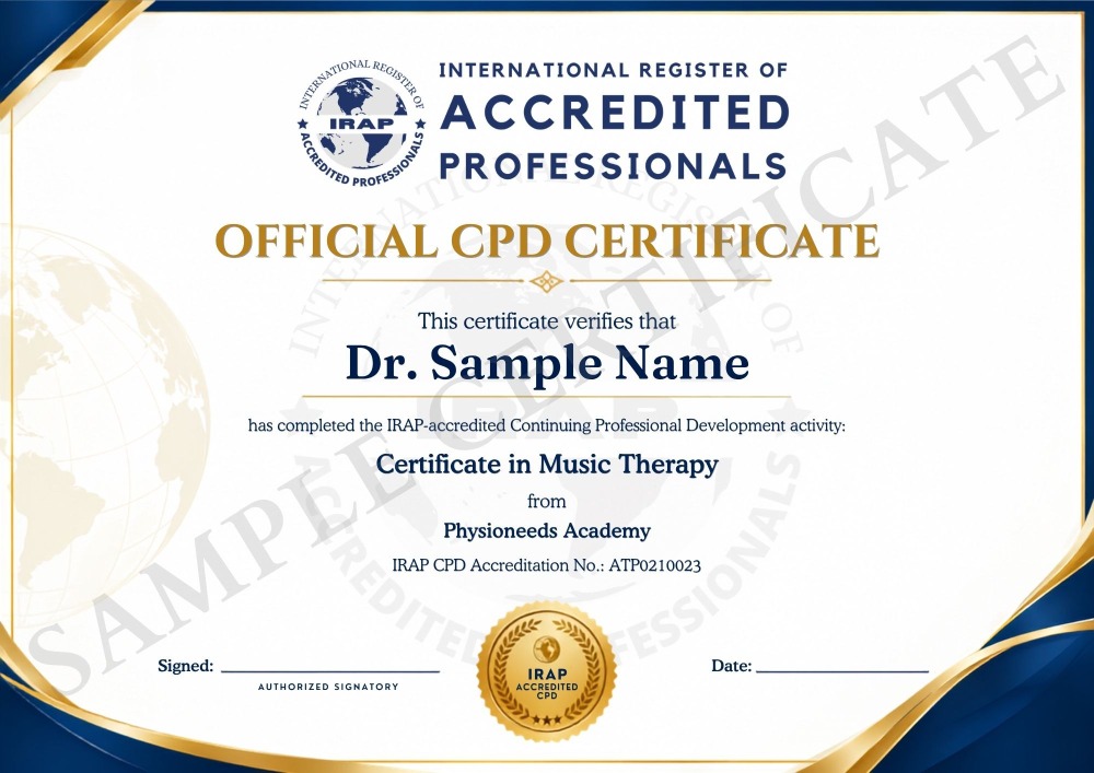 Additional Music Therapy certificate example 1
