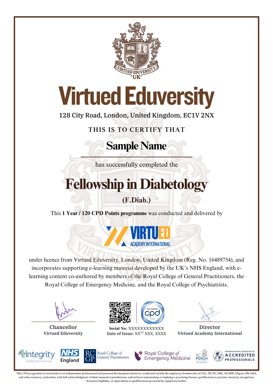 Fellowship in Diabetology certificate 1