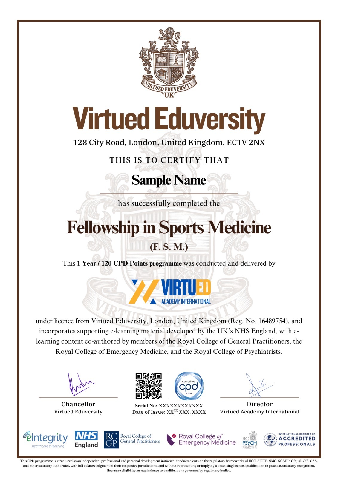 Fellowship in Sports Medicine certificate 1