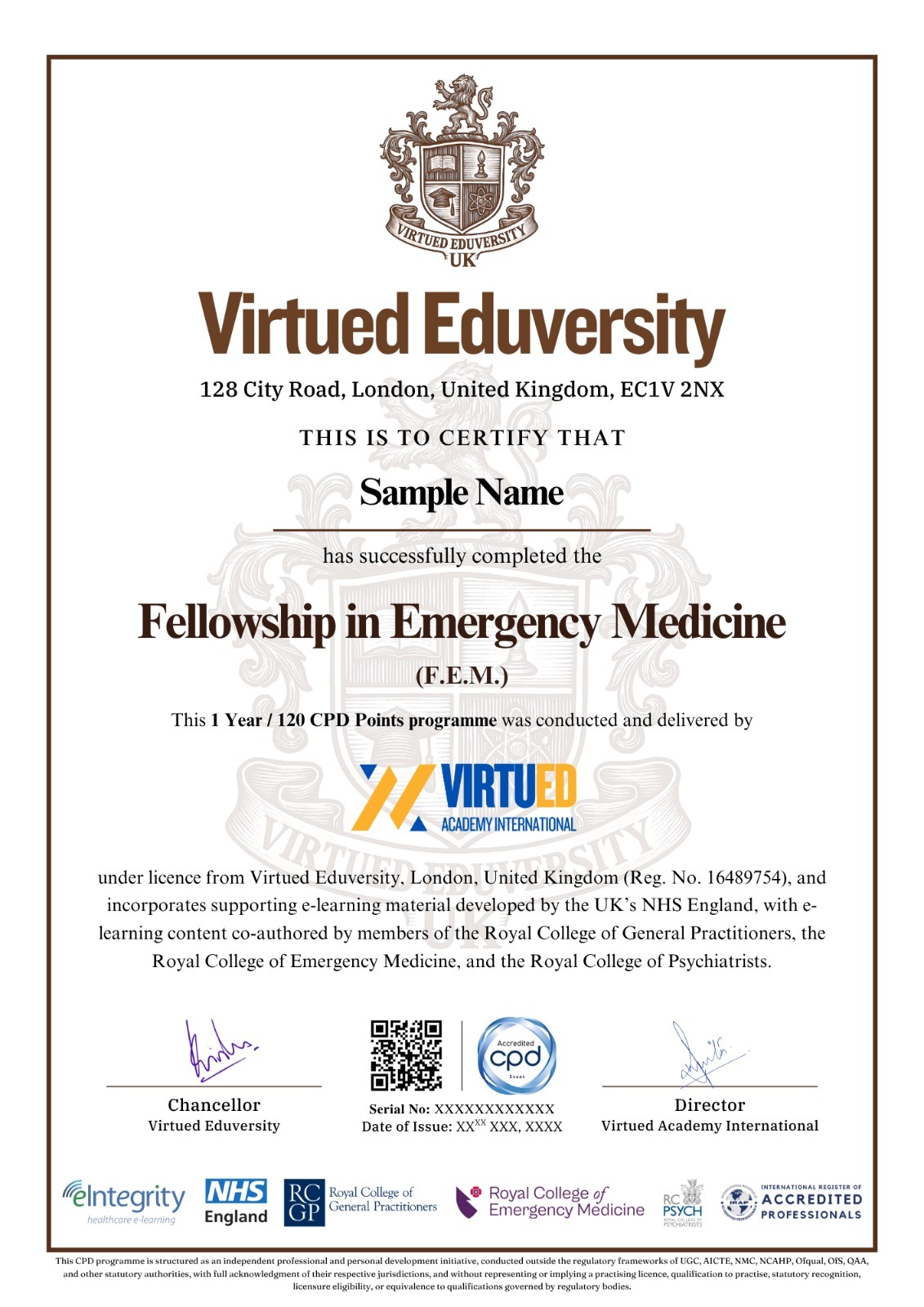 Fellowship in Emergency Medicine certificate 1