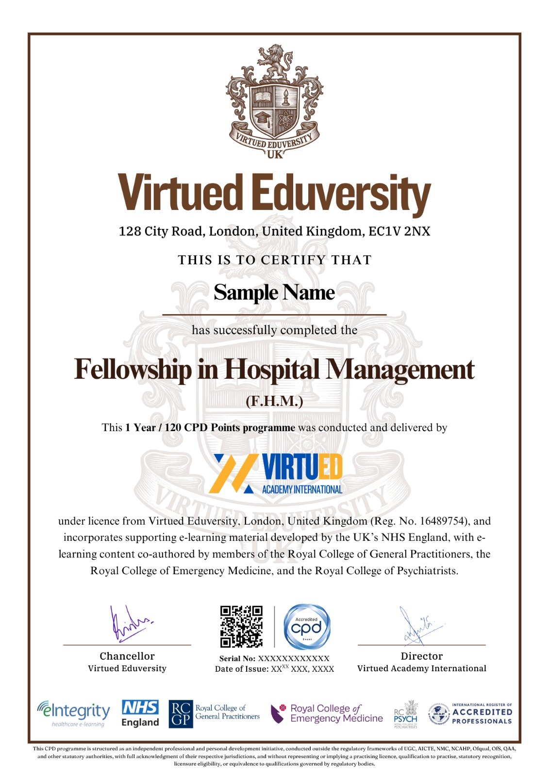 Fellowship in Hospital Management certificate 1