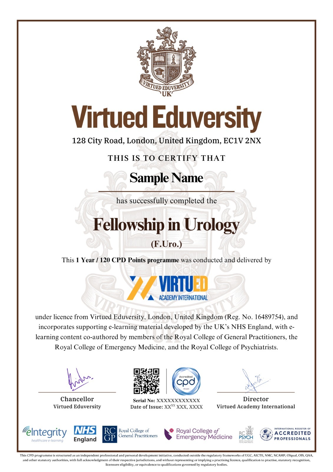 Fellowship in Urology certificate 1