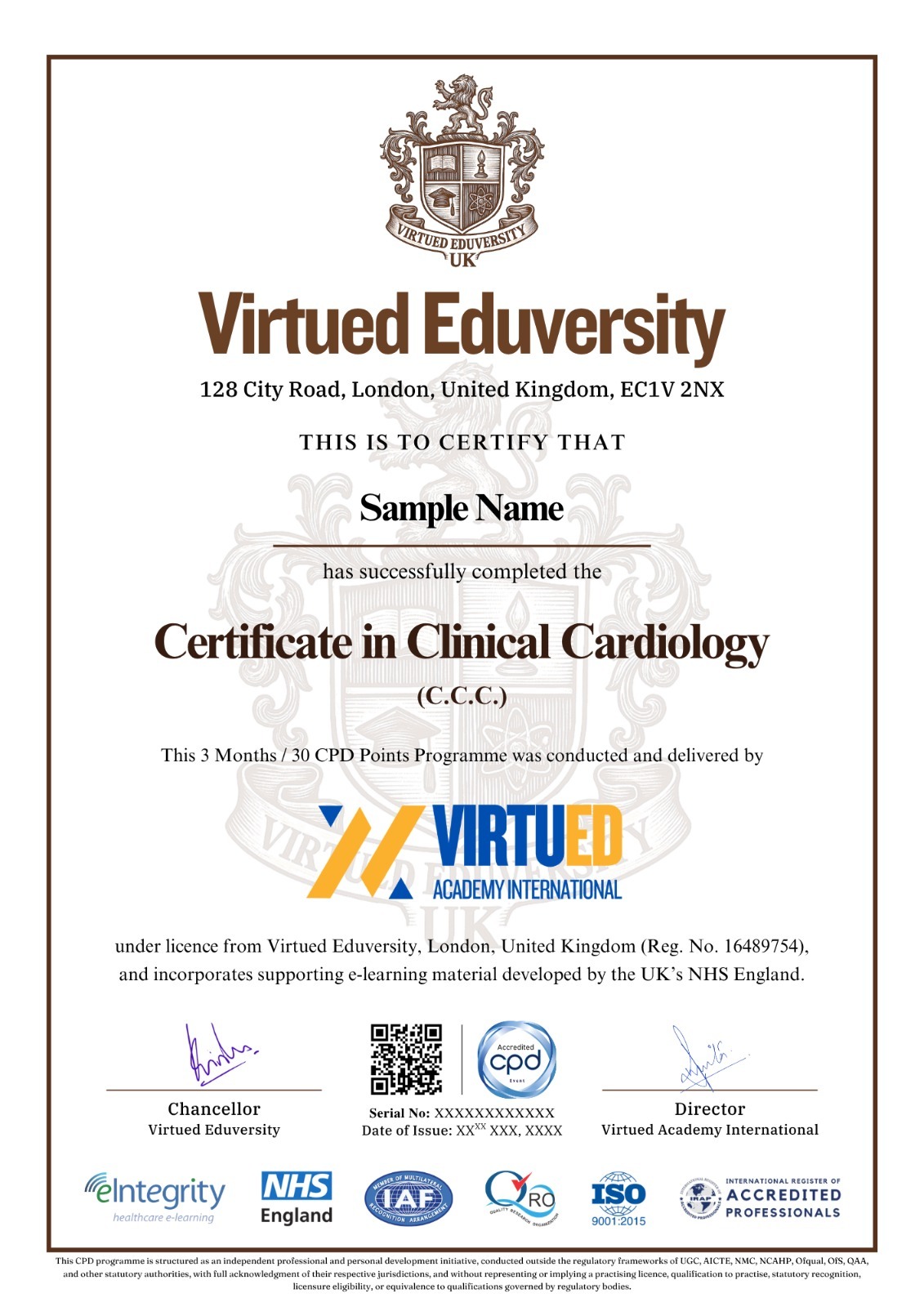 Certificate in Clinical Cardiology certificate 1