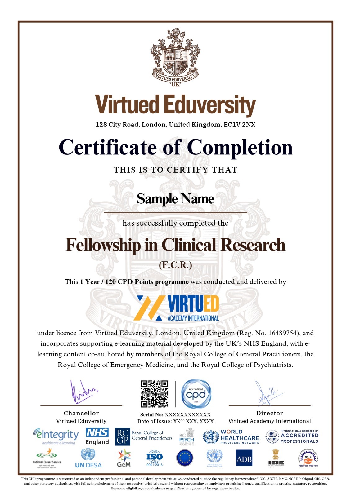 Fellowship in Clinical Research certificate 1