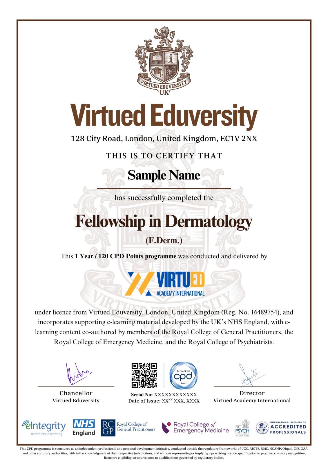 Fellowship in Dermatology certificate 1
