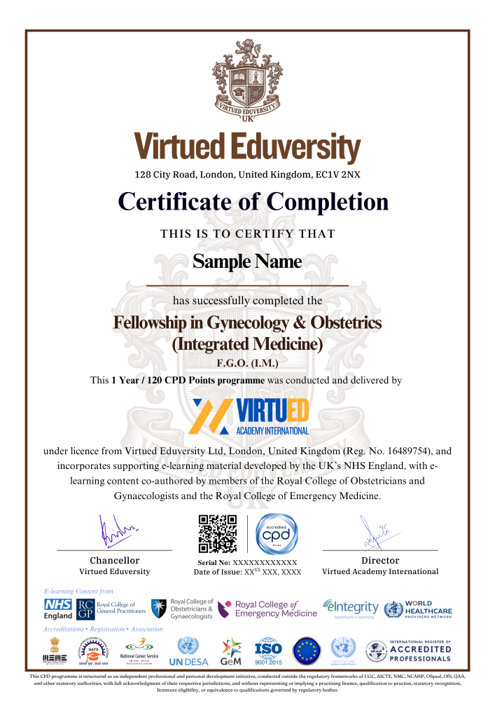 Fellowship in Gynecology and Obstetrics certificate 1