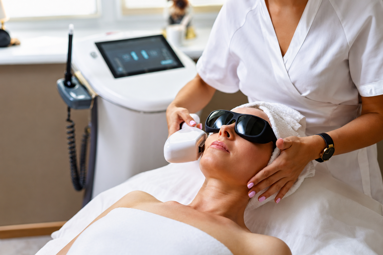 Doctor reviewing aesthetic patient care plan