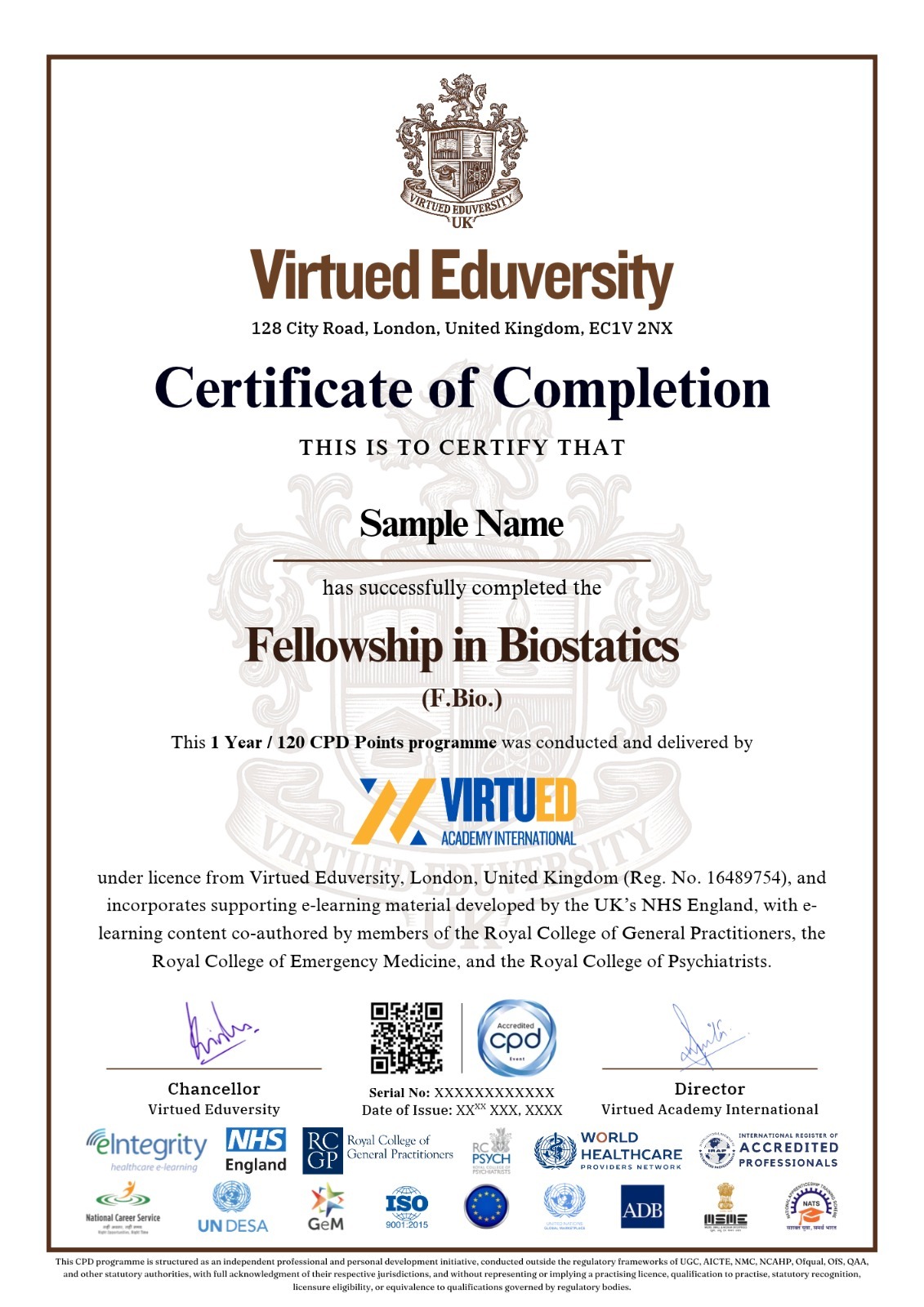 Fellowship in Biostatistics certificate 1