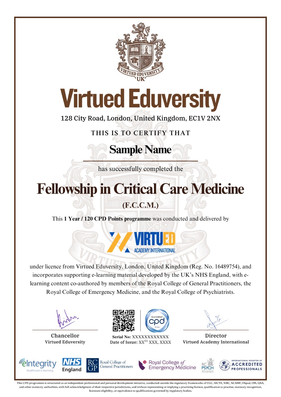 Fellowship in Intensive Care Medicine certificate 1