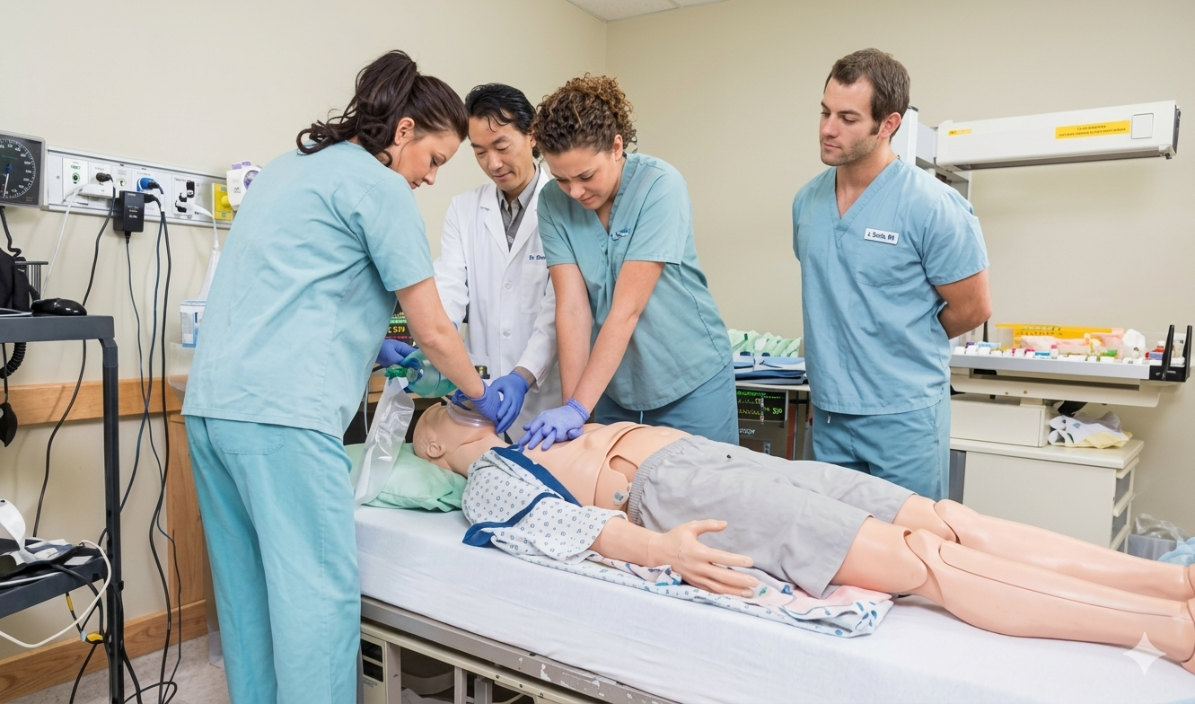 Doctor managing an emergency case
