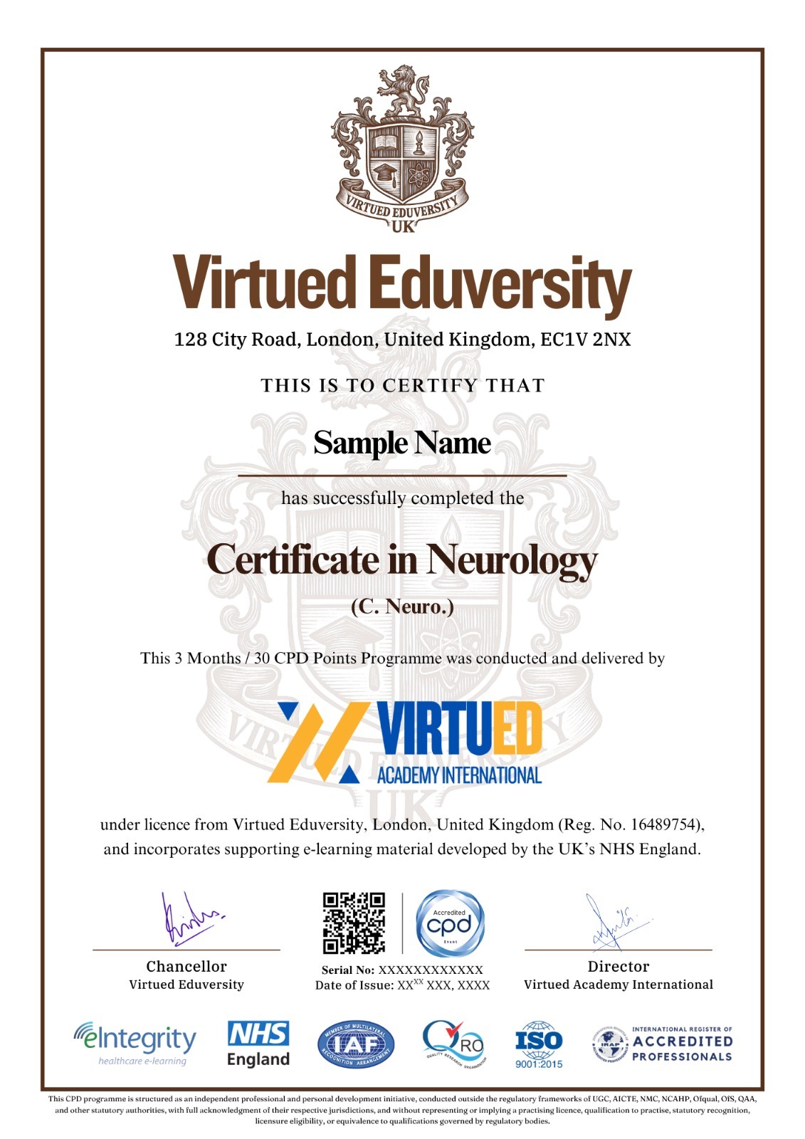 Certificate in Neurology certificate 1