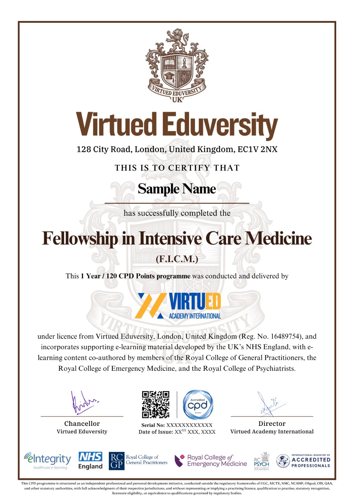 Fellowship in Intensive Care Medicine certificate 1