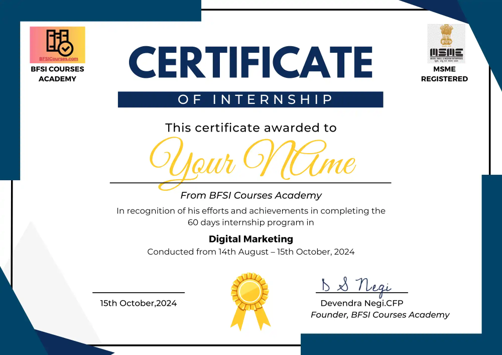 Certificate of Internship-Sample-BFSI Courses Academy