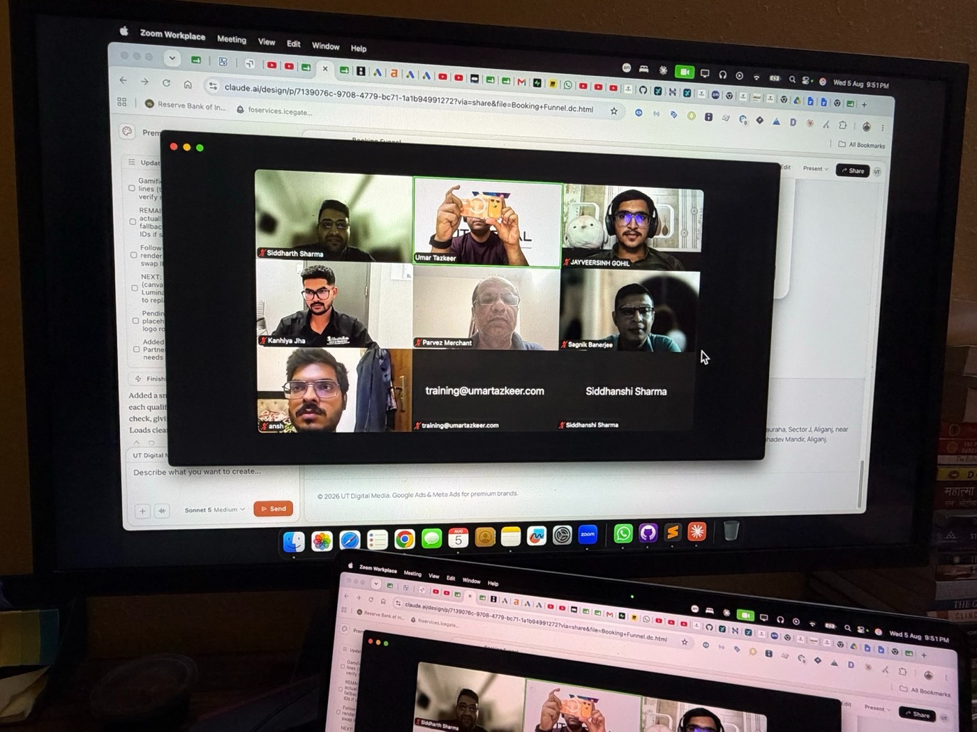 Live online class on Zoom with students on screen