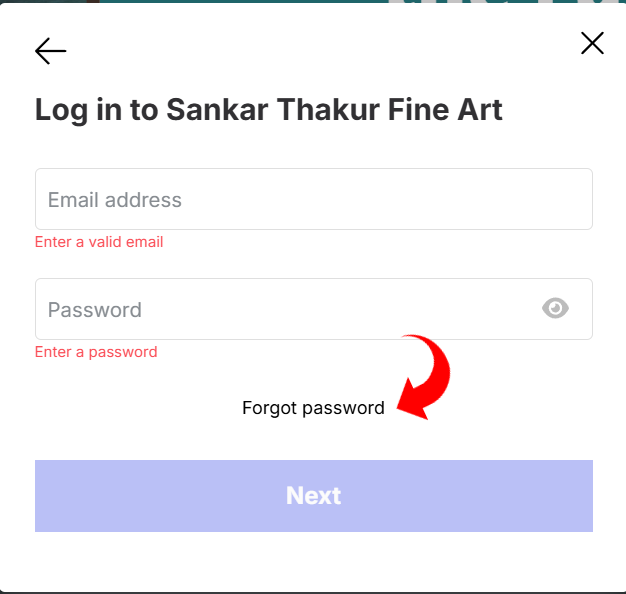 Login form with Forgot password link highlighted