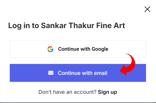Login options with Continue with email highlighted