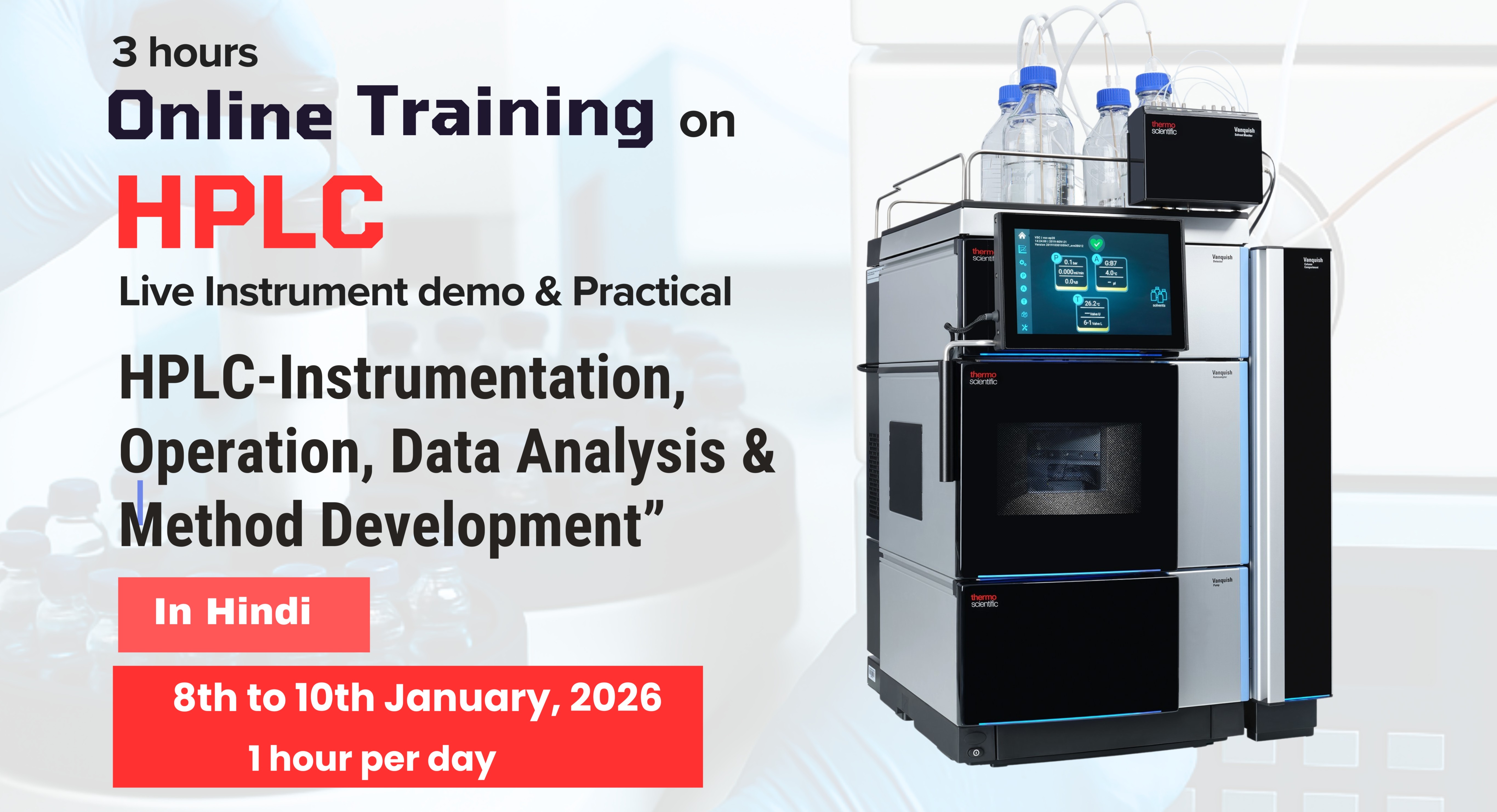 3 Hours Live Practical Online Training on HPLC 