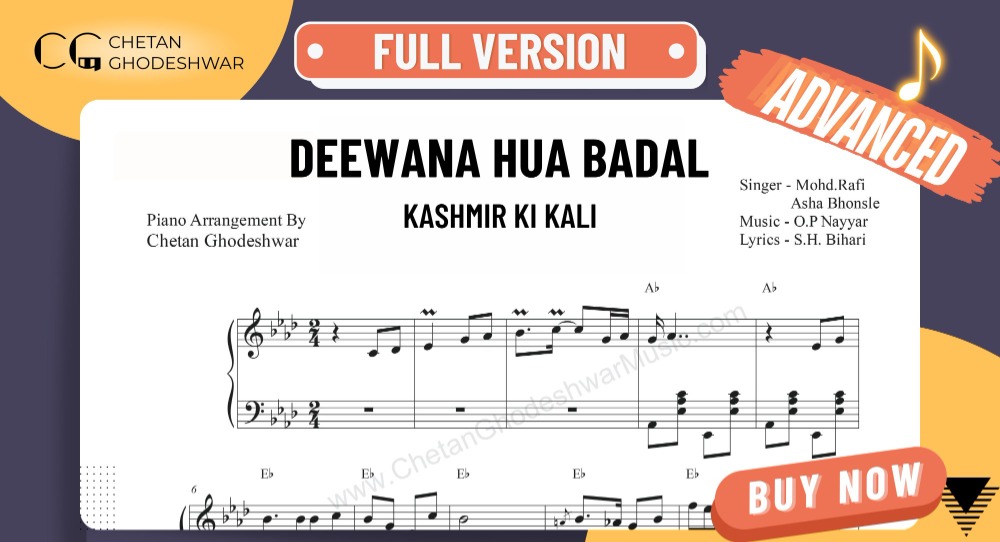 Deewana Hua Badal Full Version Sheet Music