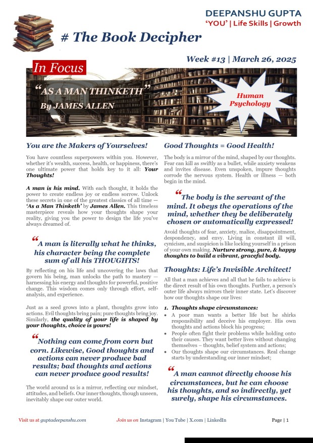 Week #13 | As A Man Thinketh