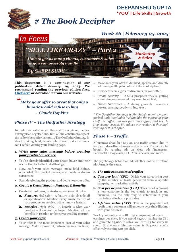 Week #6 | Sell Like Crazy - Part 2