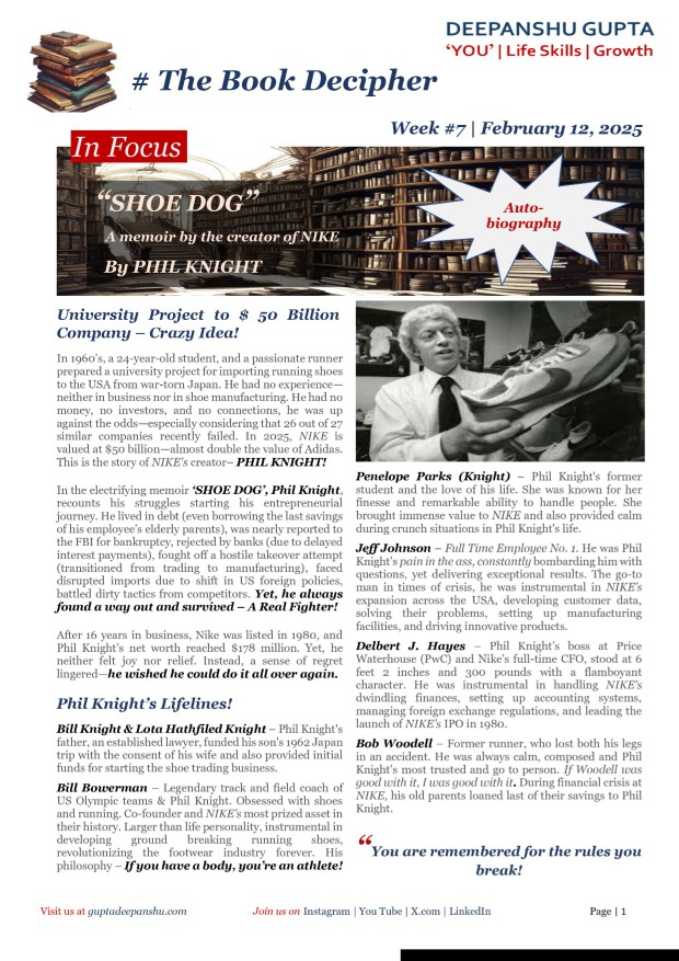 Week #7 | Shoe Dog | Phil Knight - Autobiography