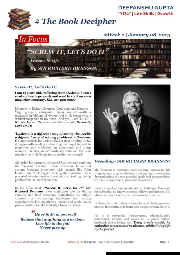 Week #2 | Auto-biography (mini) | Sir Richard Branson | Screw It, Lets Do It