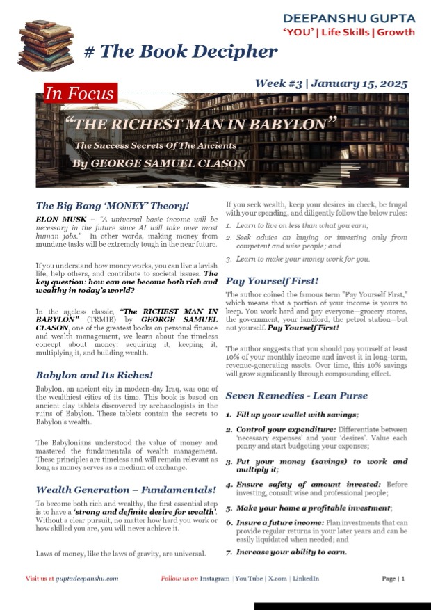 Week #3 | The Richest Man In Babylon