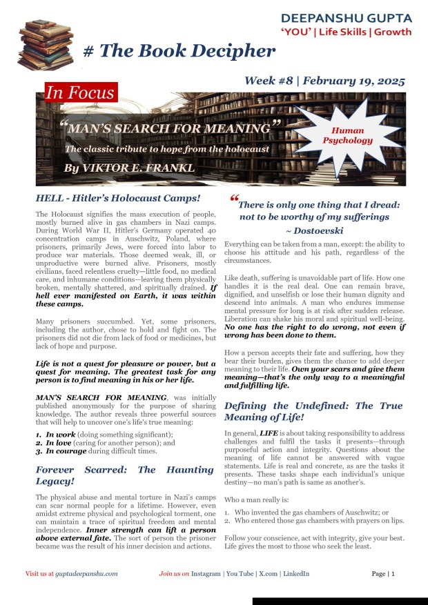 Week #8 | Man's Search For Meaning