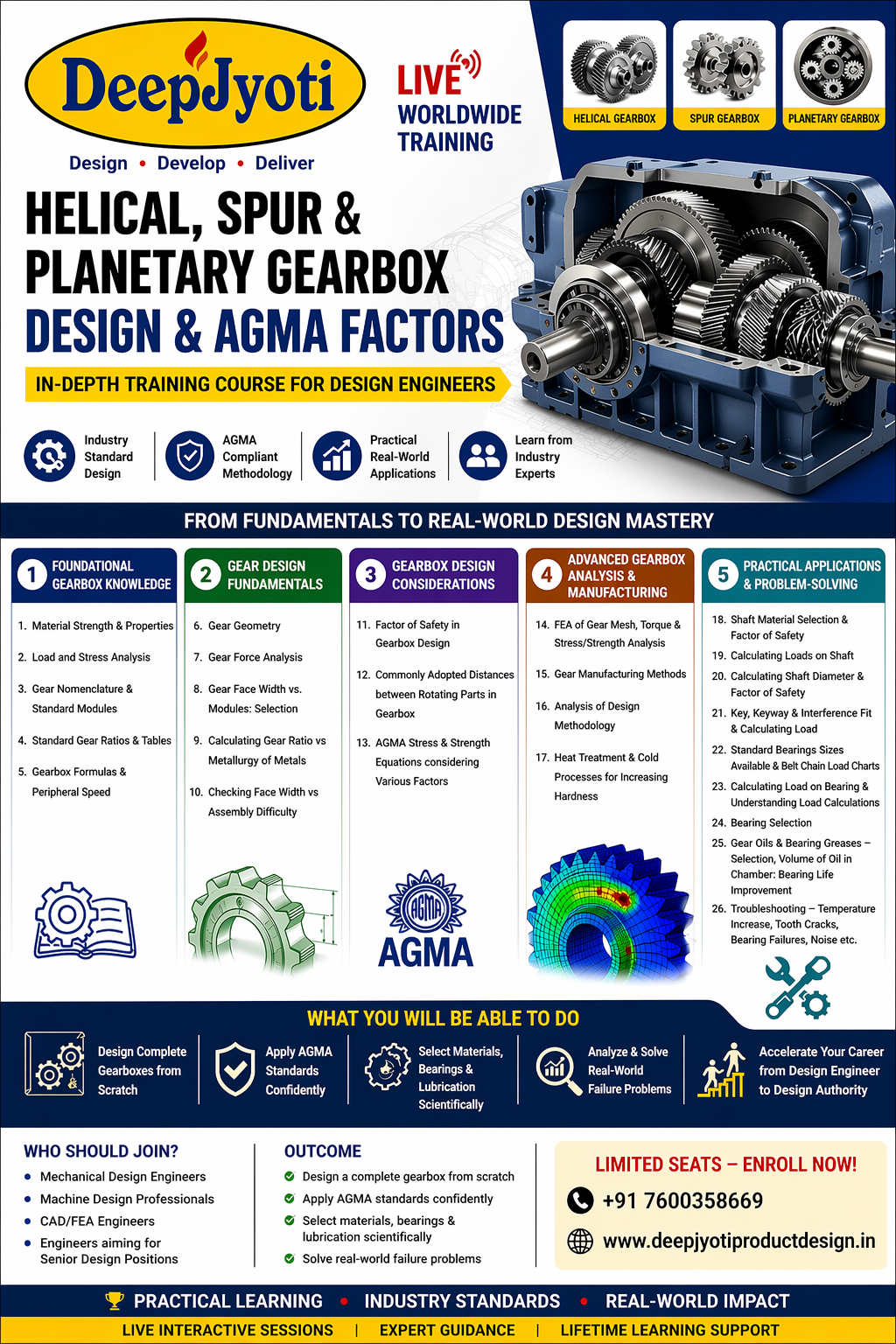 Advanced Spur, Helical & Planetary Gearbox Design Training with AGMA Standards for Mechanical Engineers