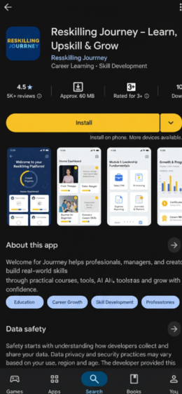 Course list screenshot